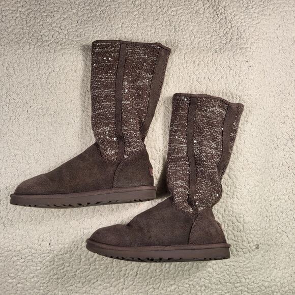 UGG Australia Camaya sequin UGGpure lined boots charcoal gray womens size 8 - Picture 2 of 5